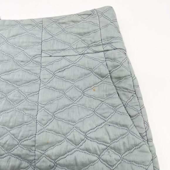 Thyskens Theory‎ Seedo Quilted Skirt A-line Ice Gray Blue Preppy Minimal Women 6 - Picture 11 of 13